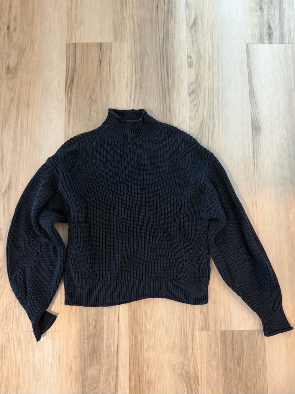Abound Black Ribbed Mock-Neck Sweater